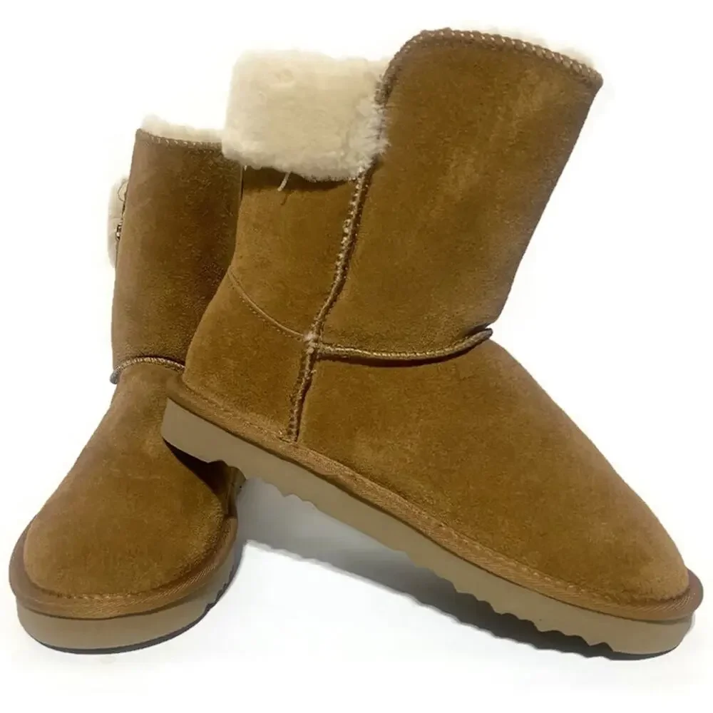 Style & Company Suede Uppers Chestnut Boots Size 9 Faux Fur Lined Mid Calf NWT
